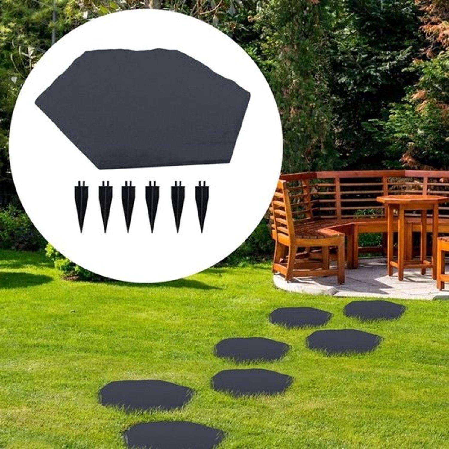 Tuinpadtegels - Set sierstenen - Landschap verfraaien - Schokbestendig ontwerp - Ca. 39 cm - Zeshoekig