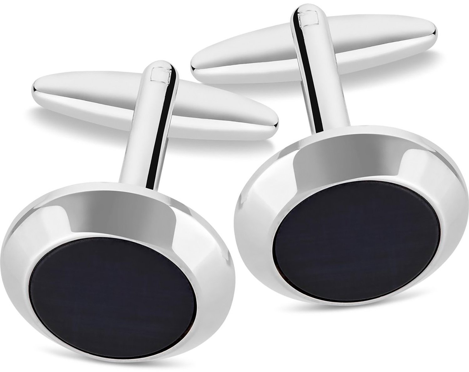 LINDENMANN heren manchetknopen cats-eye - zilverkleurig