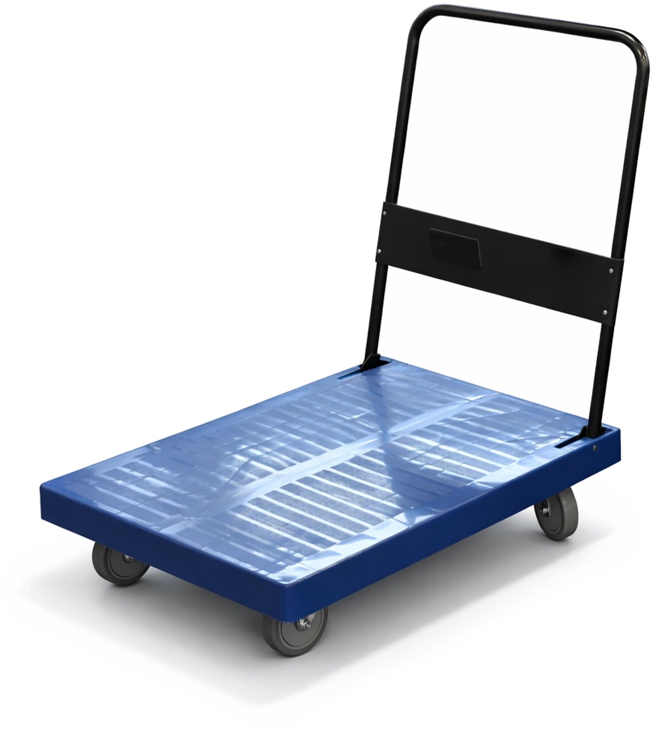 Blauwe inklapbare kunststof platformwagen 90x60x100cm
