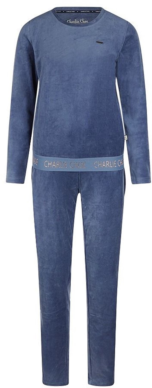 Charlie Choe Dames Homewear Set Velours m61152-38 naval naval motief