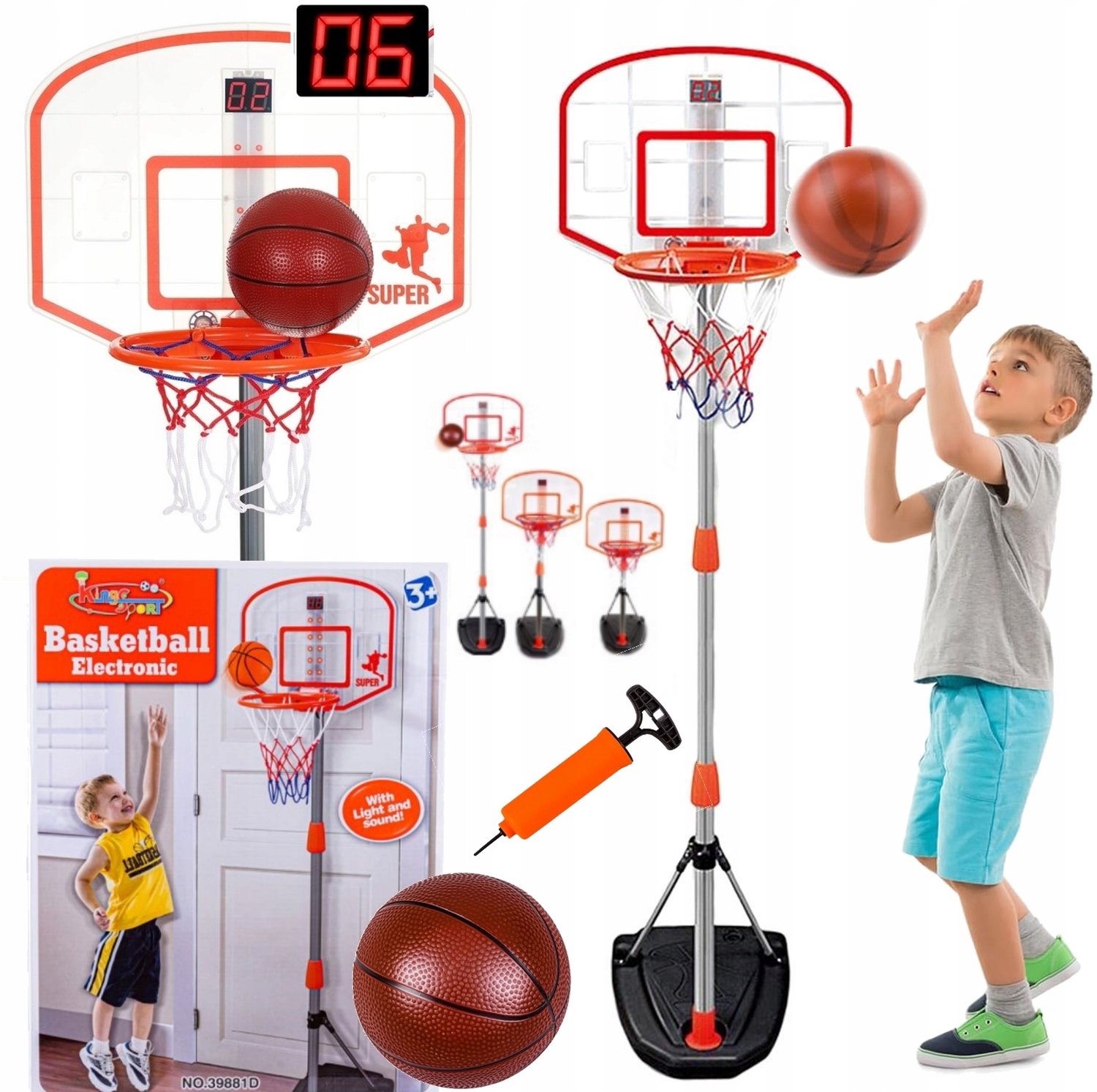 Basketbalspel Set voor Kinderen met LED Scoreteller en Pomp