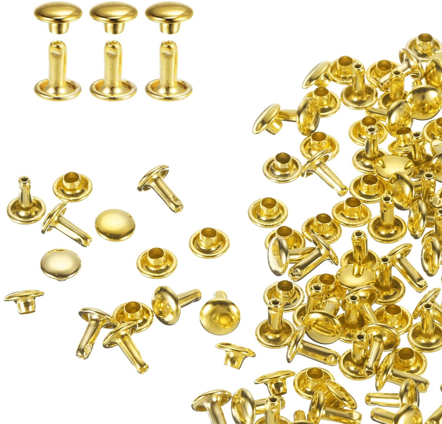 Leder Nieten Set - 100 Stuks - Ronde Kop - Goud - 7 x 8 mm