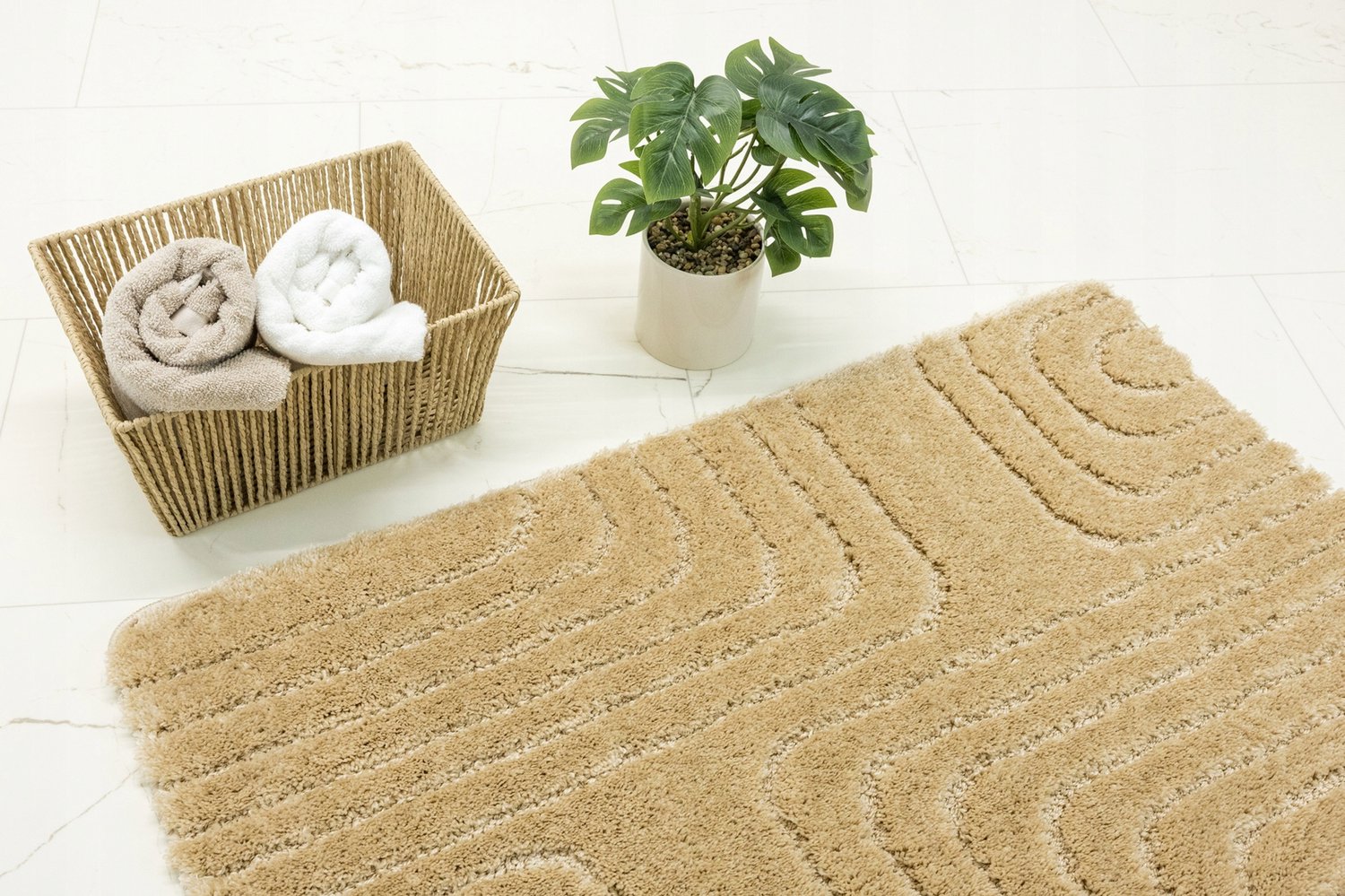 Aroya Beige Antislip Badkamermat - Zacht & Stijlvol - 60x100 cm