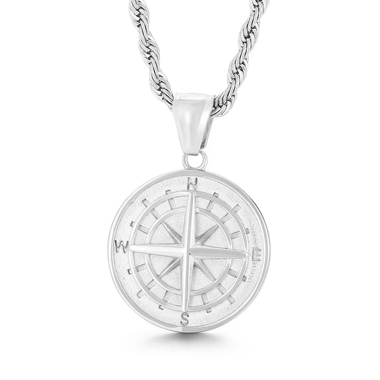 Zilverkleurig Kompas Hanger Ketting – Dames & Heren – Compass Sieraad – Zilverkleurig