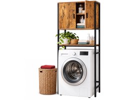 Wasmachine rek - 170x64x27 cm - met kast - bruin-zwart