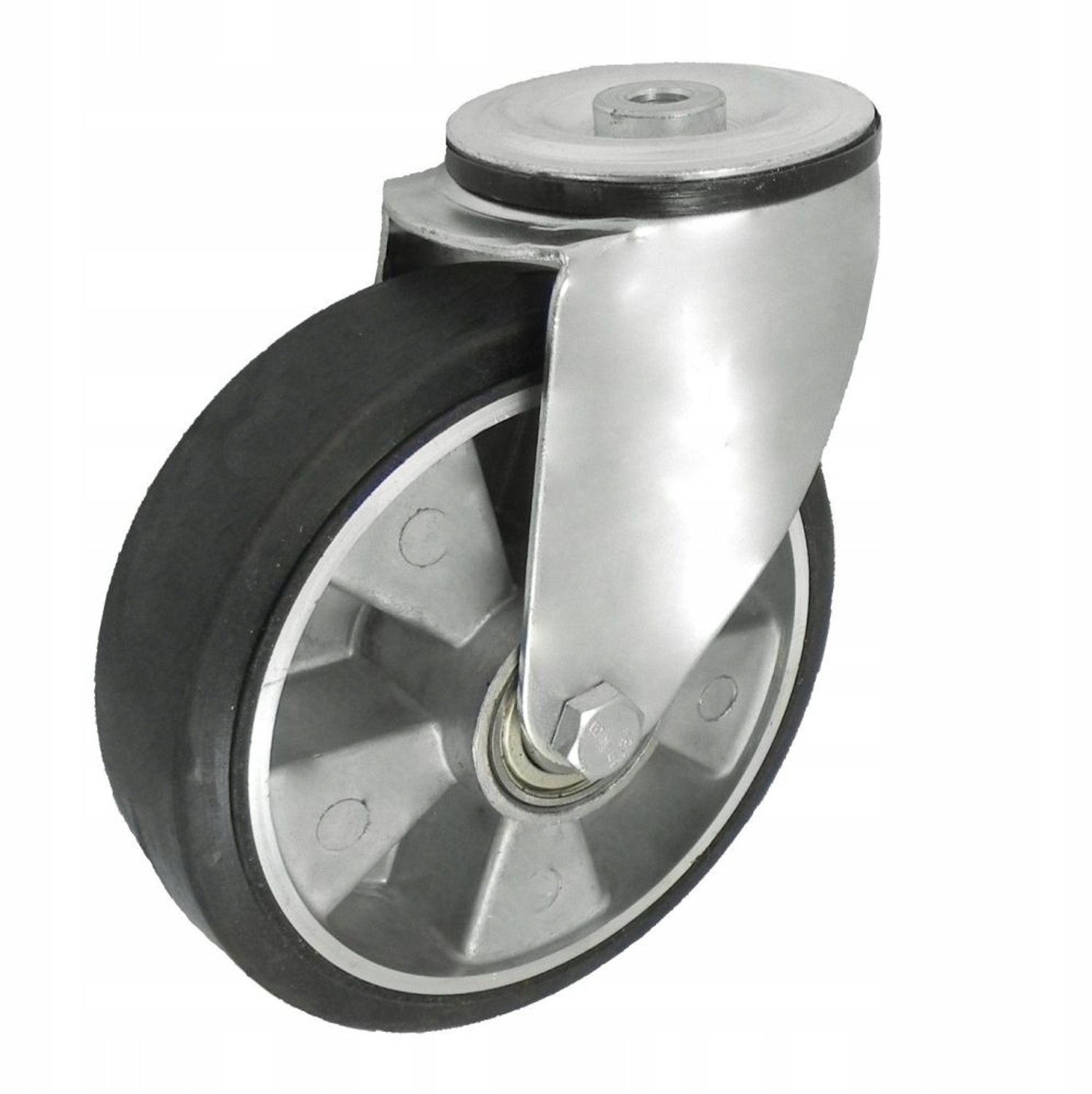 Aluminium Rubber Wiel met Gat, 180mm, 200kg Draagvermogen