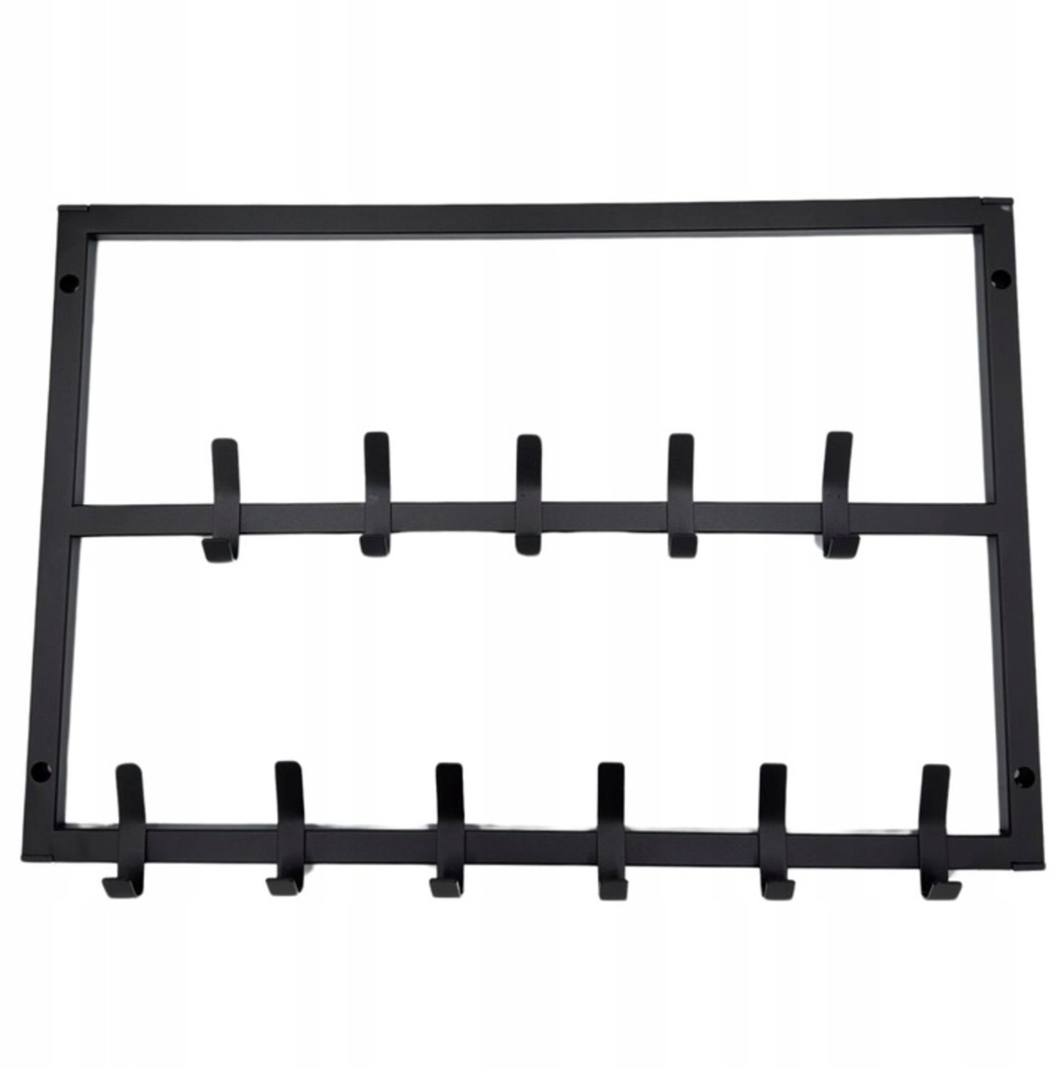 Moderne Wandkapstok Zwart Mat 60cm Loft met 11 Dubbele Haken
