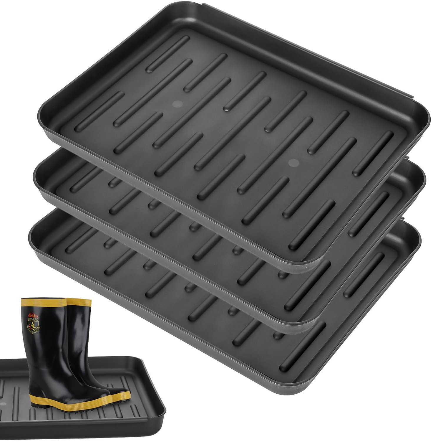 Famanu - Schoenenrek - Oplossing voor natte en vieze schoenen - Wasbaar en vuilafstotend - Zwart 3 stuks