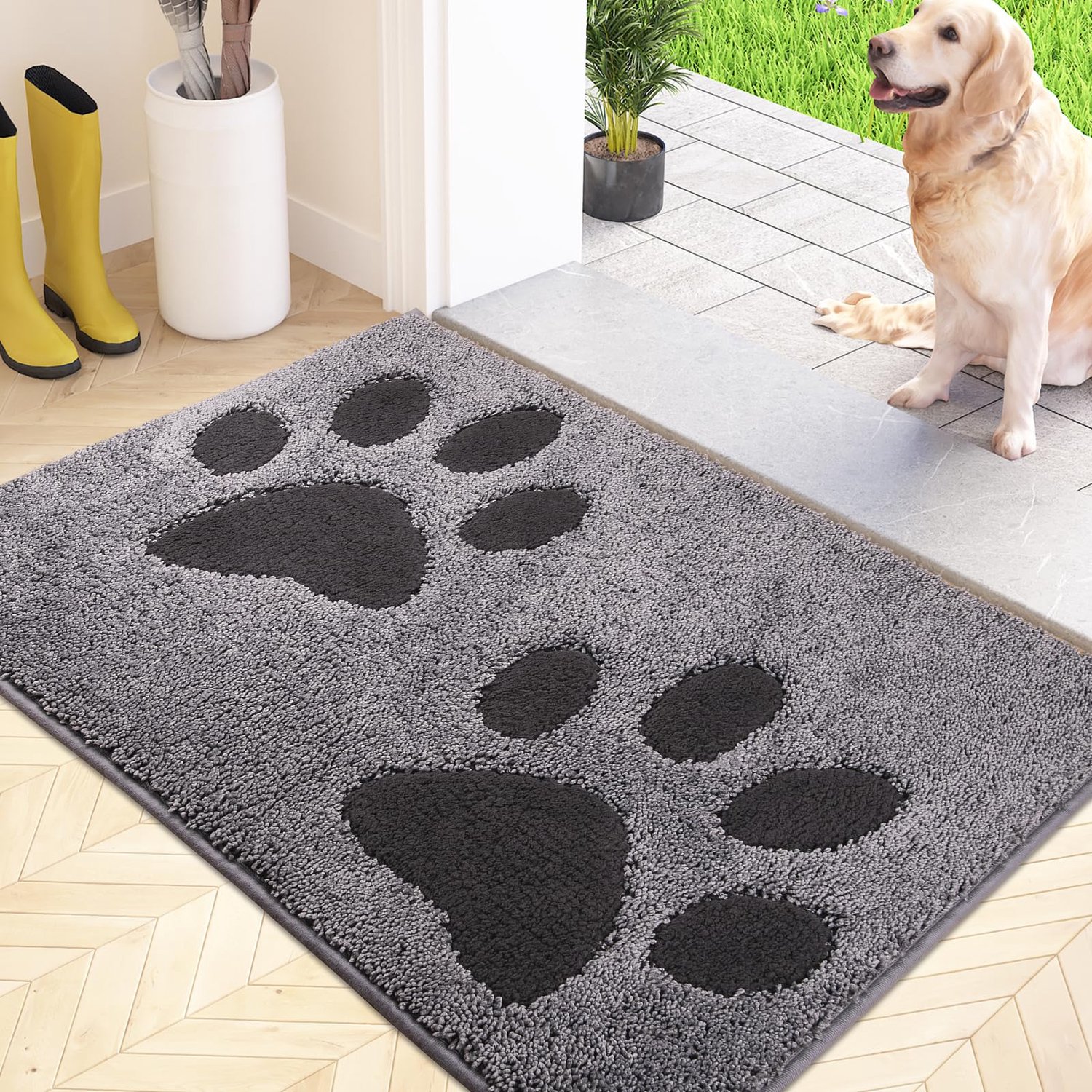 Famanu - Vuilopvangmat - Houdt je vloer schoon - Absorberend en antislip - Grijs 1 stuk