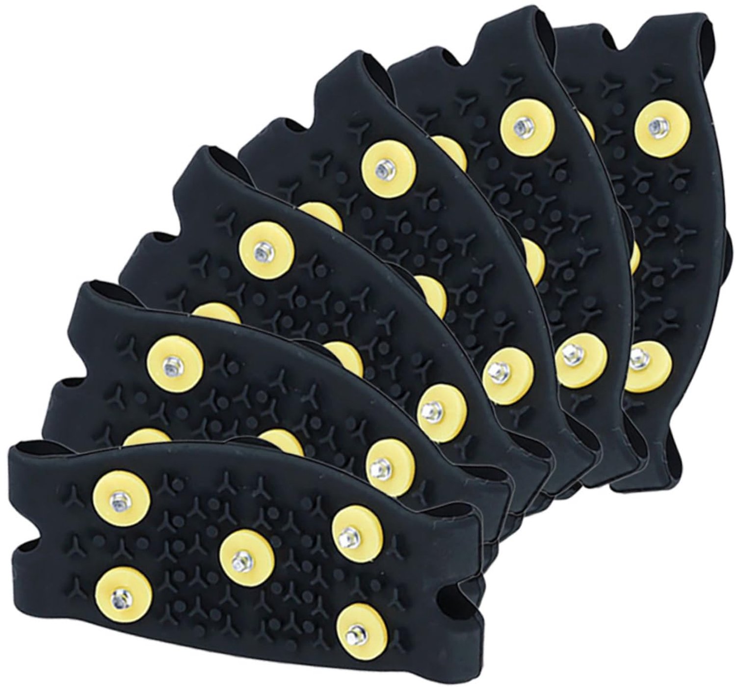 Famanu - IJsspikes voor schoenen - Voorkom uitglijden op ijs en sneeuw - Antislip stalen spikes met elastische schoengrepen - Zwart 3 paar
