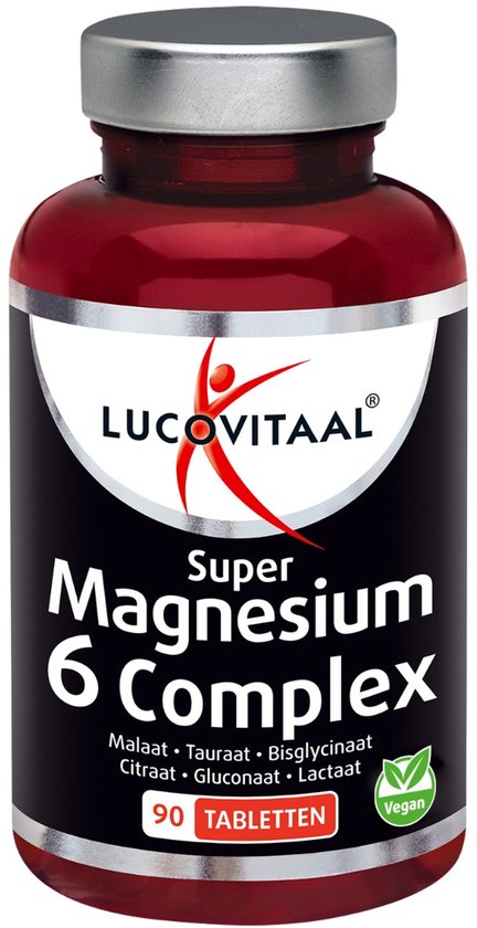 Pot met 90 tabletten Lucovitaal Super Magnesium 6 Complex.