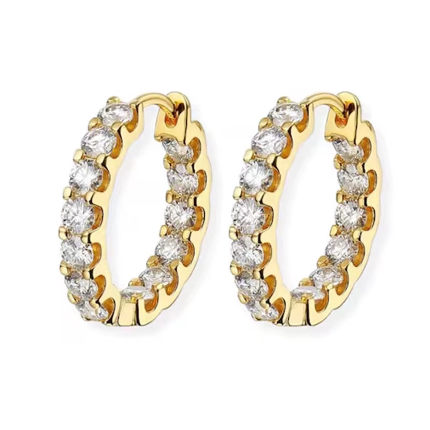 Selevie Oorbellen volledig bezet met Moissanite - Full eternity Moissanite Earrings - Hoops - Oorringen