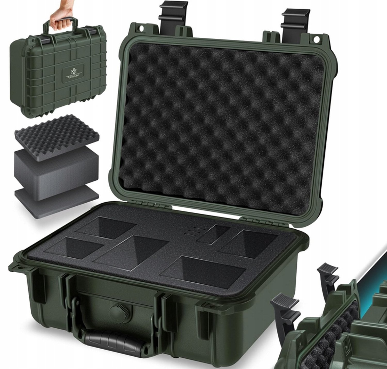KESSER® Camera Koffer Cameratas Draagtas Beschermtas schuimrubber plukschuim - M, Khaki