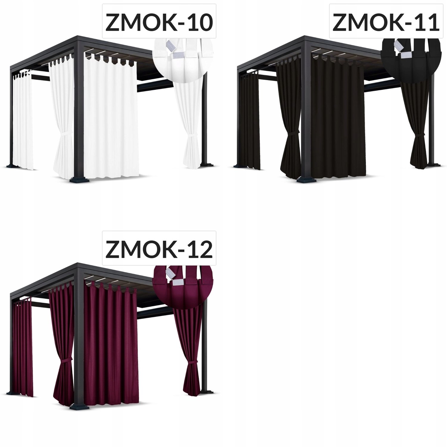 Merkloze Waterdichte Terrasgordijnen 155x190 cm met Afneembare Lusjes