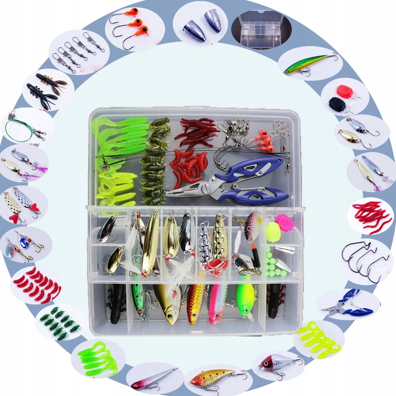 Visgerei Set: 101 Delen Kunstaas, Wobblers & Accessoires
