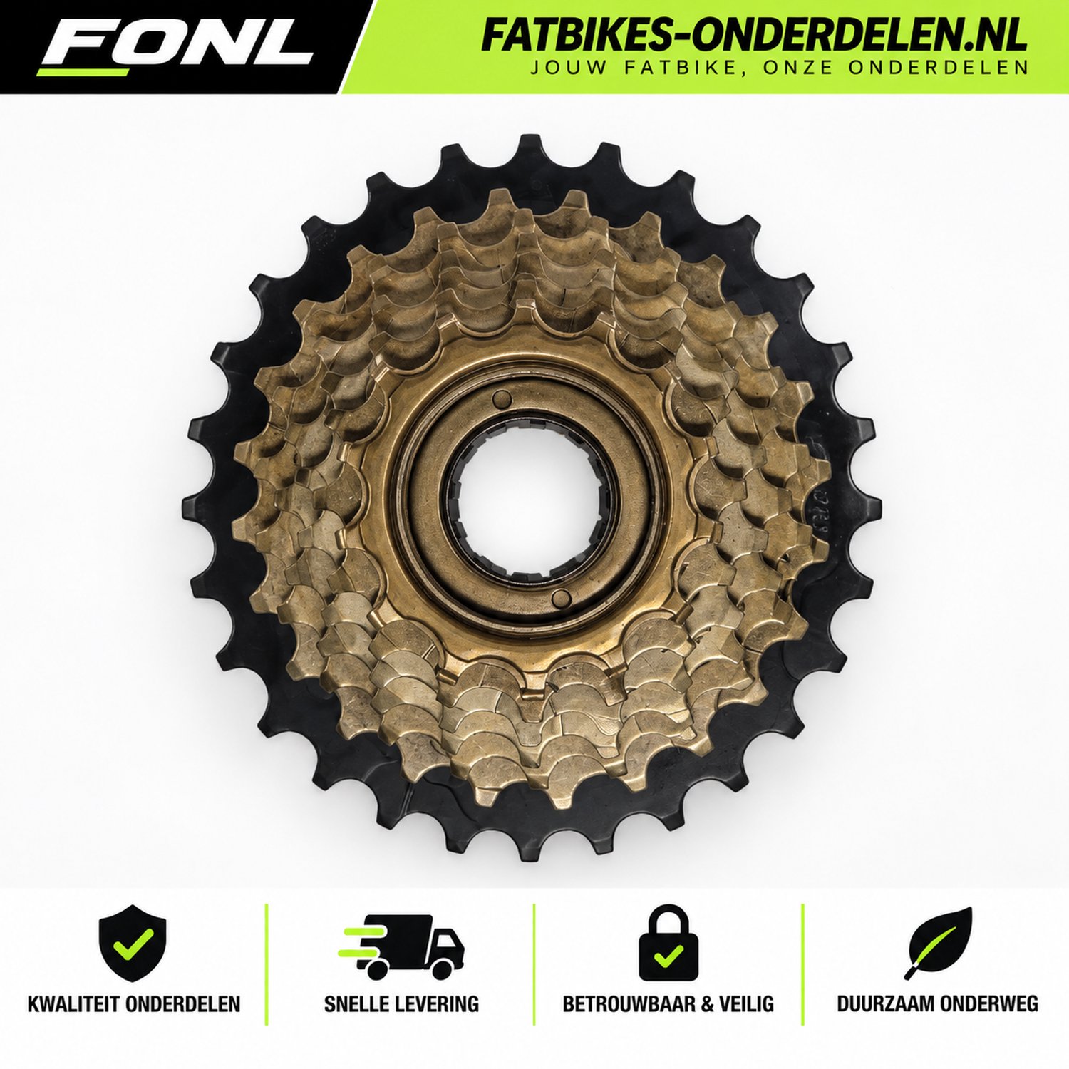 FONL Fatbike Vliegwiel 7-Speed - Freewheel Tandwielcassette voor Fatbike en E-Bike - Aandrijving Elektrische Fiets - Zilver