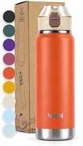 VANN® RVS Drinkfles met rietje 750 ML voor volwassenen - Bidon met rietje - sportfles 24 uur koud/12 uur warm - Desert Clay - VANN ACTIVATE BOTTLE