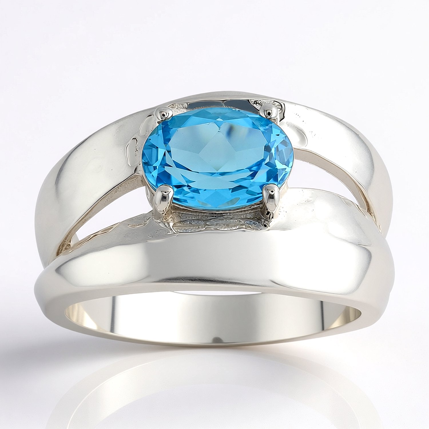 Cavill - 925 Sterling Zilver Ring - 1,173 ct Ovale Blauwe Marambaia Topaas - Palladium Afwerking - Moderne Sieraden Dames