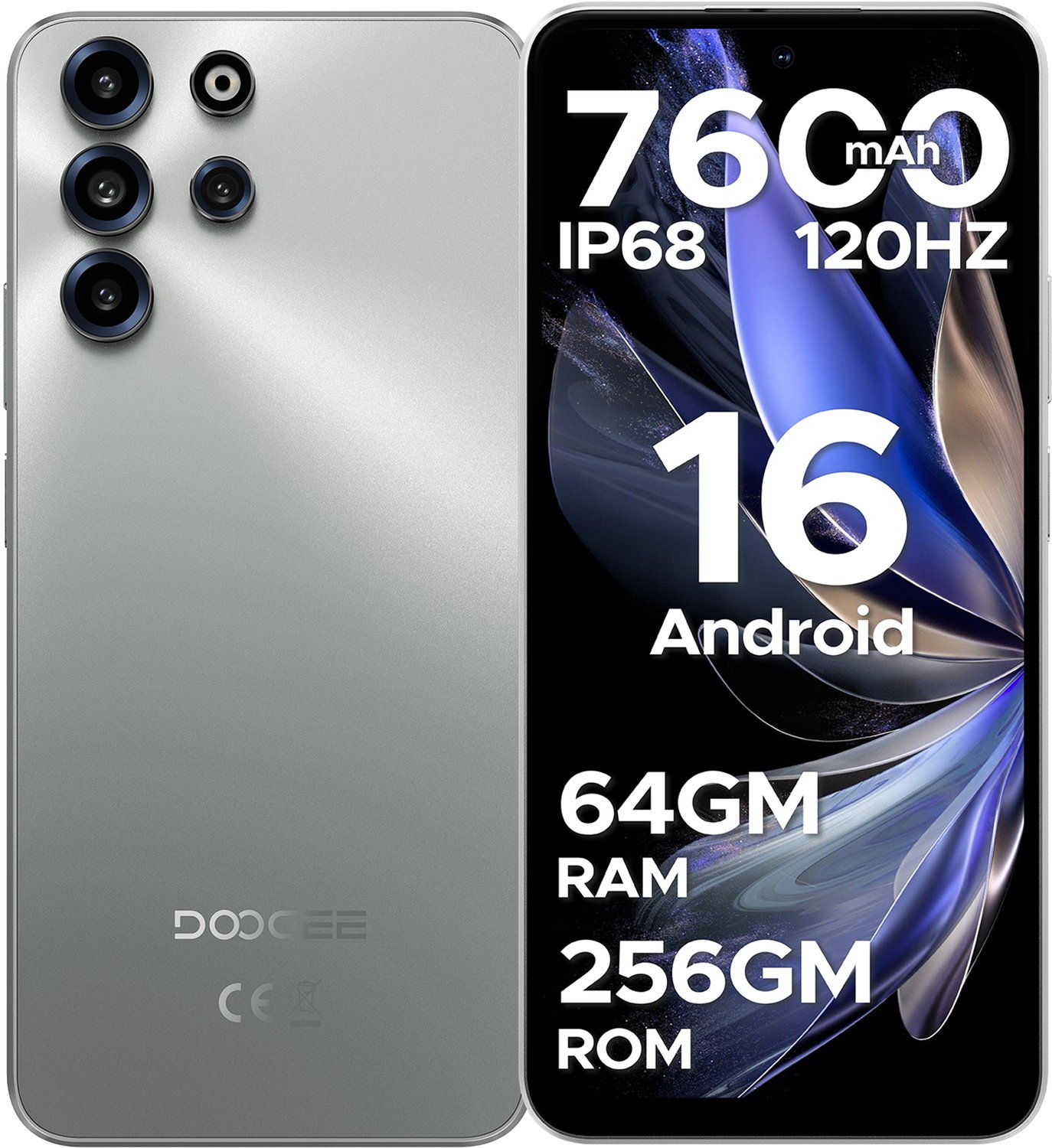 DOOGEE B10 Pro 4G - Robuuste Smartphone - Robuuste Telefoon - 64GB RAM + 256GB ROM (2TB/TF) - 6.63 FHD+120Hz - 7600mAh/33W - IP68/IP69K Waterproof Phone - Helio G100 - Face ID - NFC - OTG