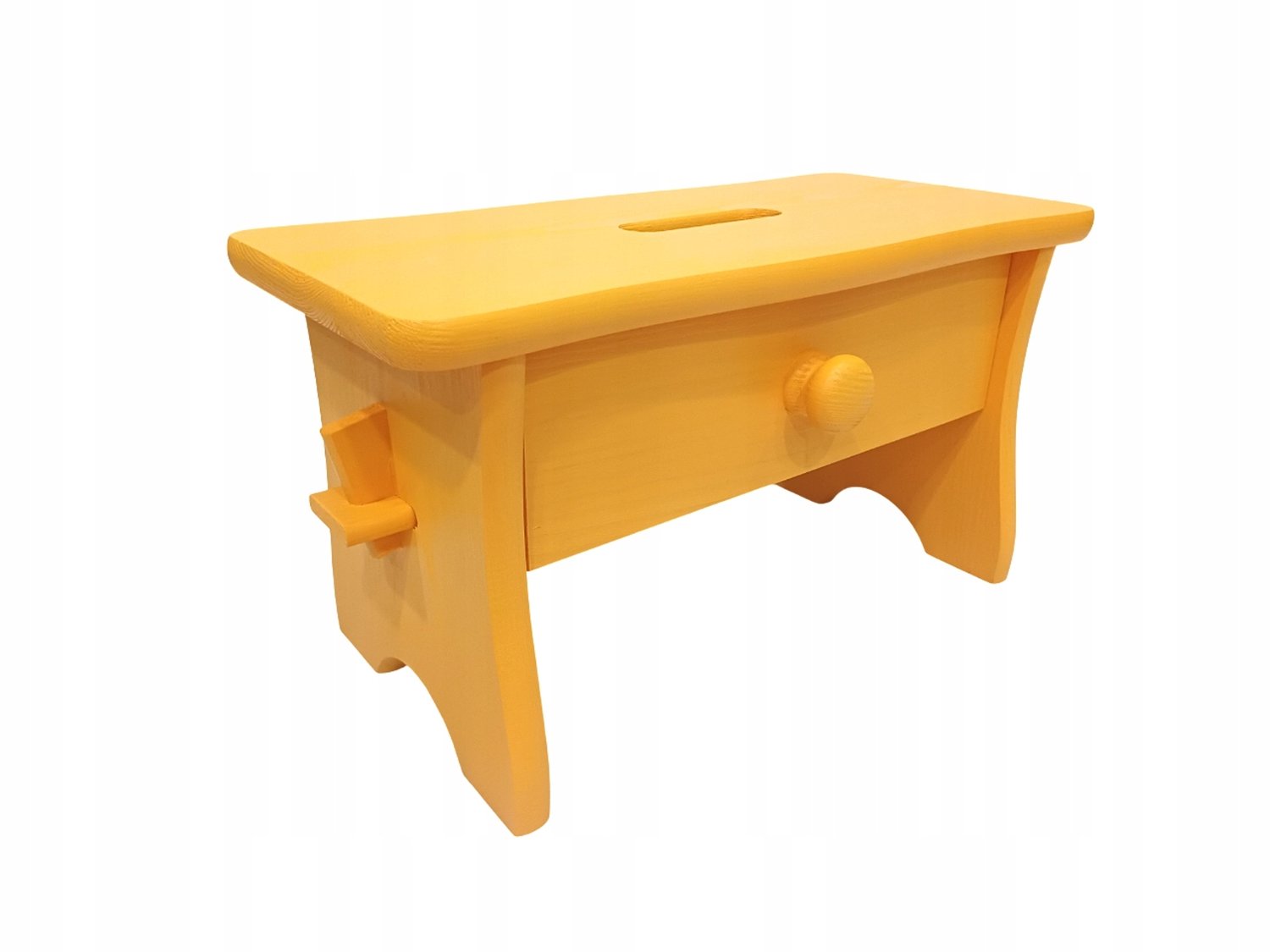 Oranje Houten Krukje met Lade - Middelgroot - 24cm Hoog
