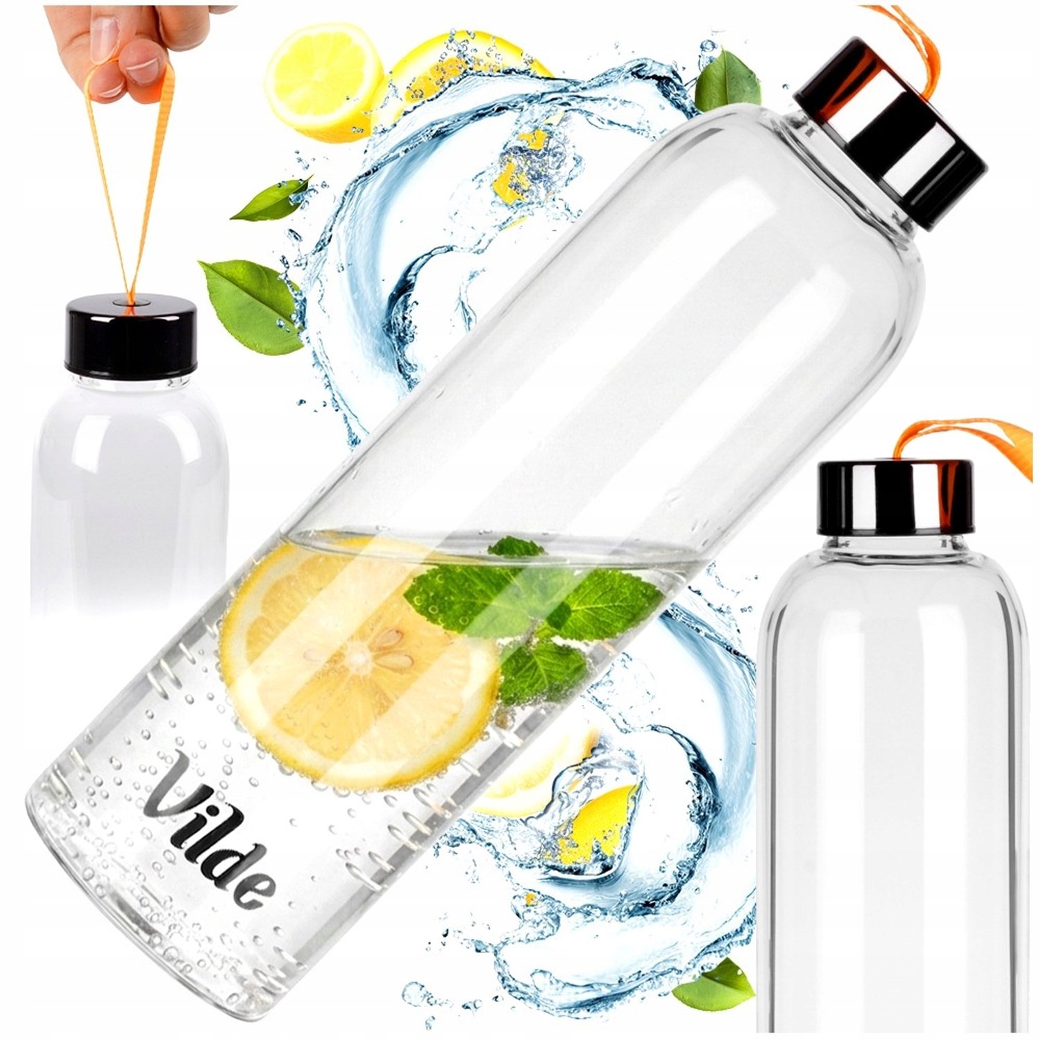 Motiverende Glazen Waterfles 750ml met Bamboe Dop - Sport & Dagelijks Gebruik