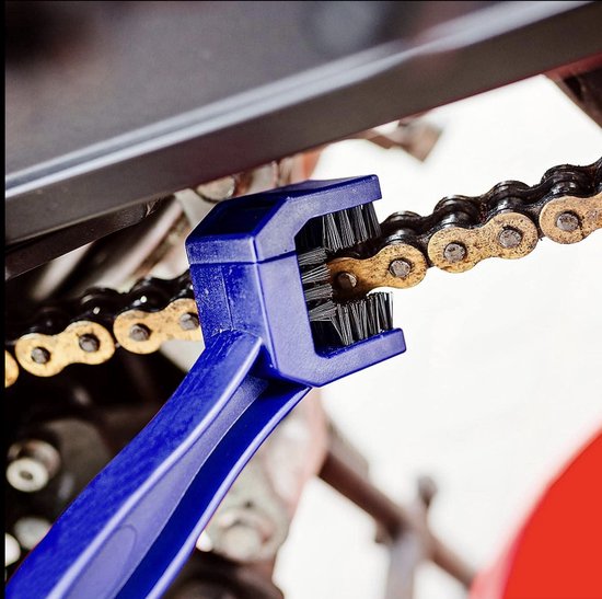 Kettingborstel voor motor & fiets ketting - Ketting schoonmaken - Makkelijk in gebruik - Blauw van Merkloos — afbeelding 3