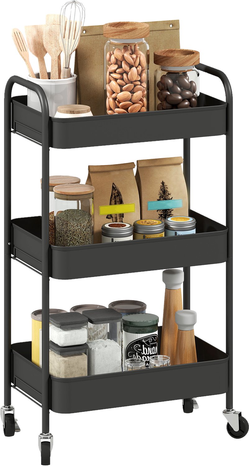 HOMCOM Utility Cart - Staal - 45x30,6x79cm - Wit