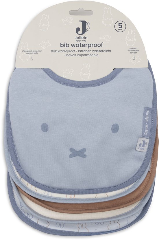 Jollein Slab Jersey Waterproof Miffy Moments Cloudy Blue (5pack) — afbeelding 3