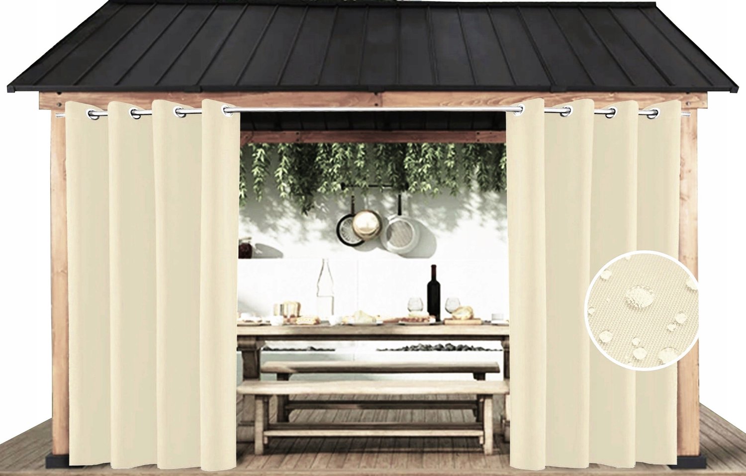Waterdichte Gordijnen 155x240 voor Tuinhuis, Terras & Balkon
