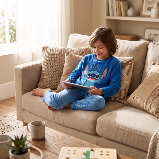 Lilo & Stitch Coral-Fleece Pyjama - Maat 110/116 - Blauw - Kind