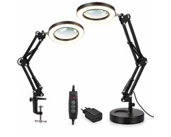 Loeplamp met LED Verlichting - Looplamp - Vergrootglas Loep - Met Standaard en klem en adapter (complete set)