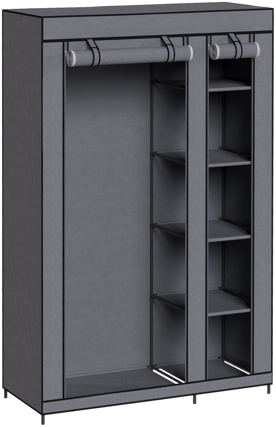 Homona Stoffkledingkast met kledingroede en 5 vakken - 110 x 45 x 175 cm - Grijs