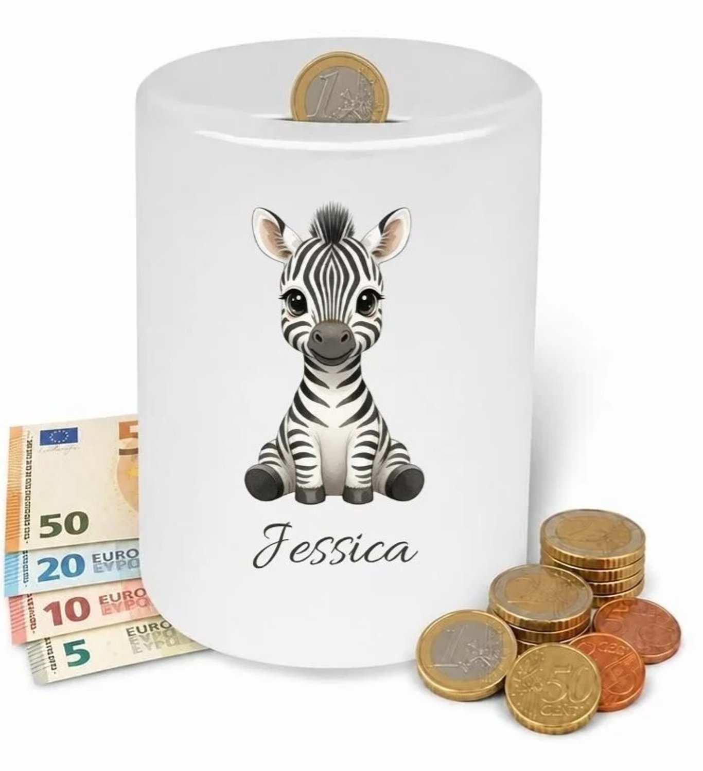 Spaarpot zebra - gepersonaliseerd - met eigen naam - babykamer - kinderkamer - kraam cadeau - verjaardagscadeau
