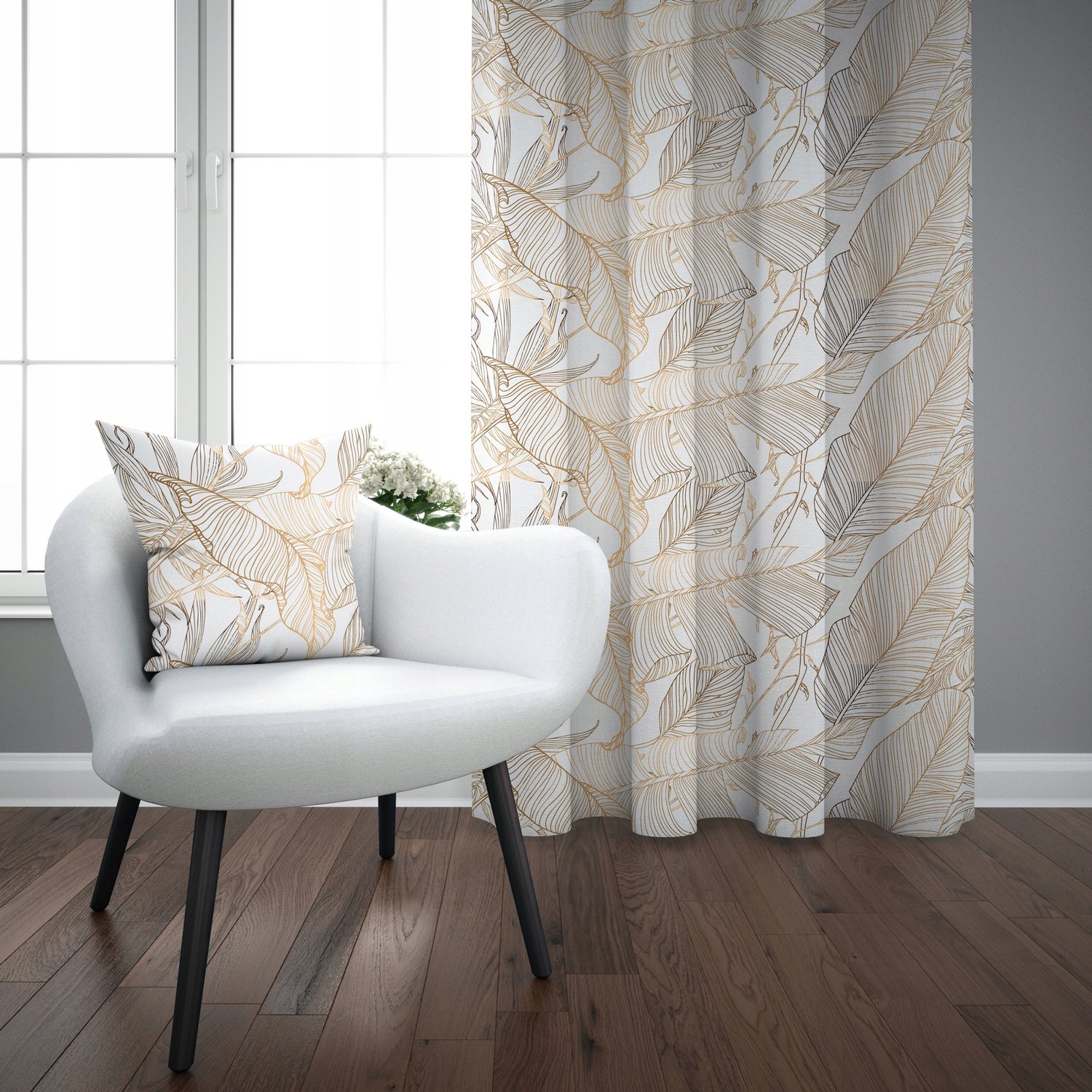 Kant-en-klare Gordijnen 140x260cm met Plissintape - Veelkleurig Plantenpatroon