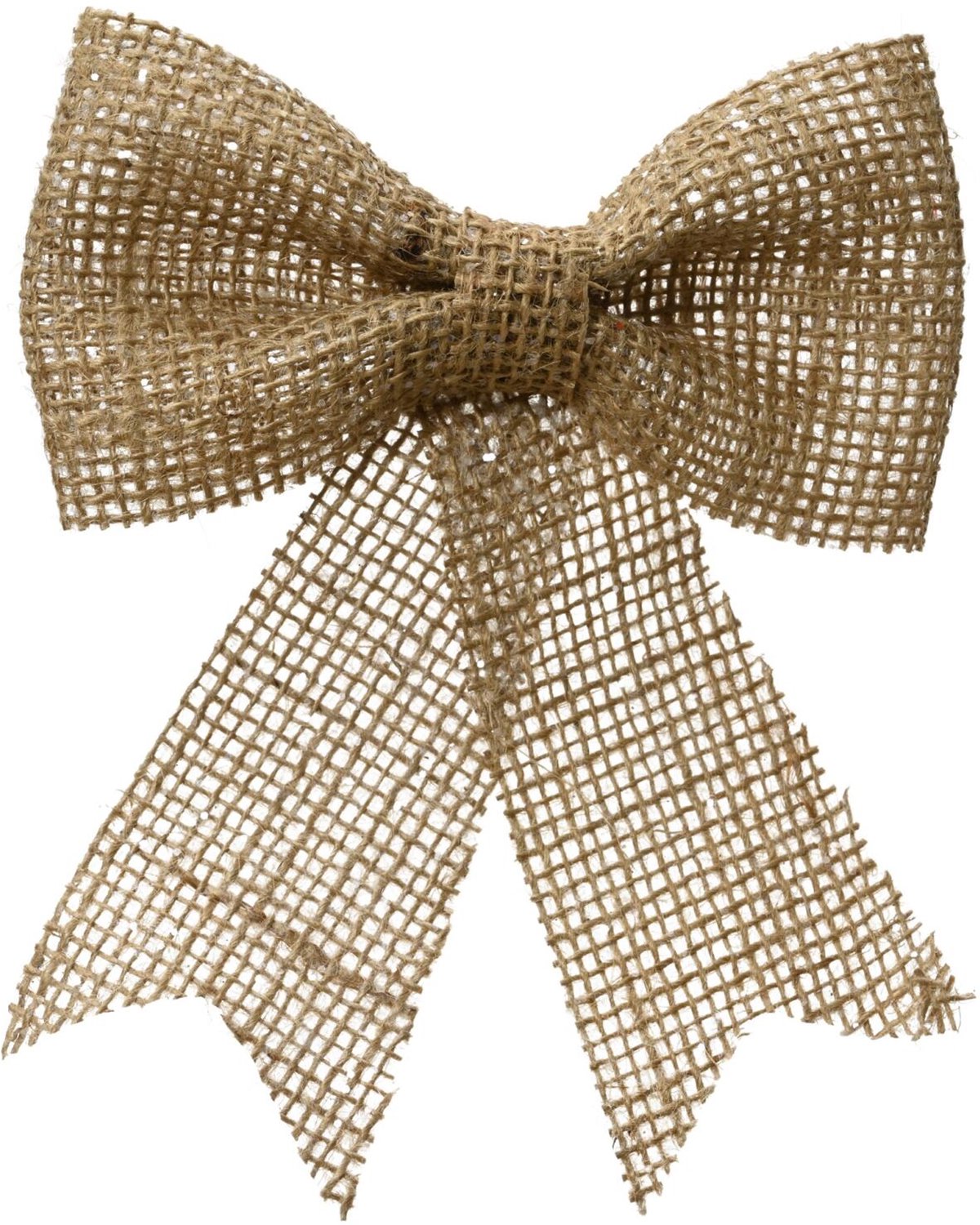 Decoris Kerst decoratie strikjes - op clip - 2x st - 15 x 17 cm - jute - kerststrikjes - kerstversiering - kerstornamenten