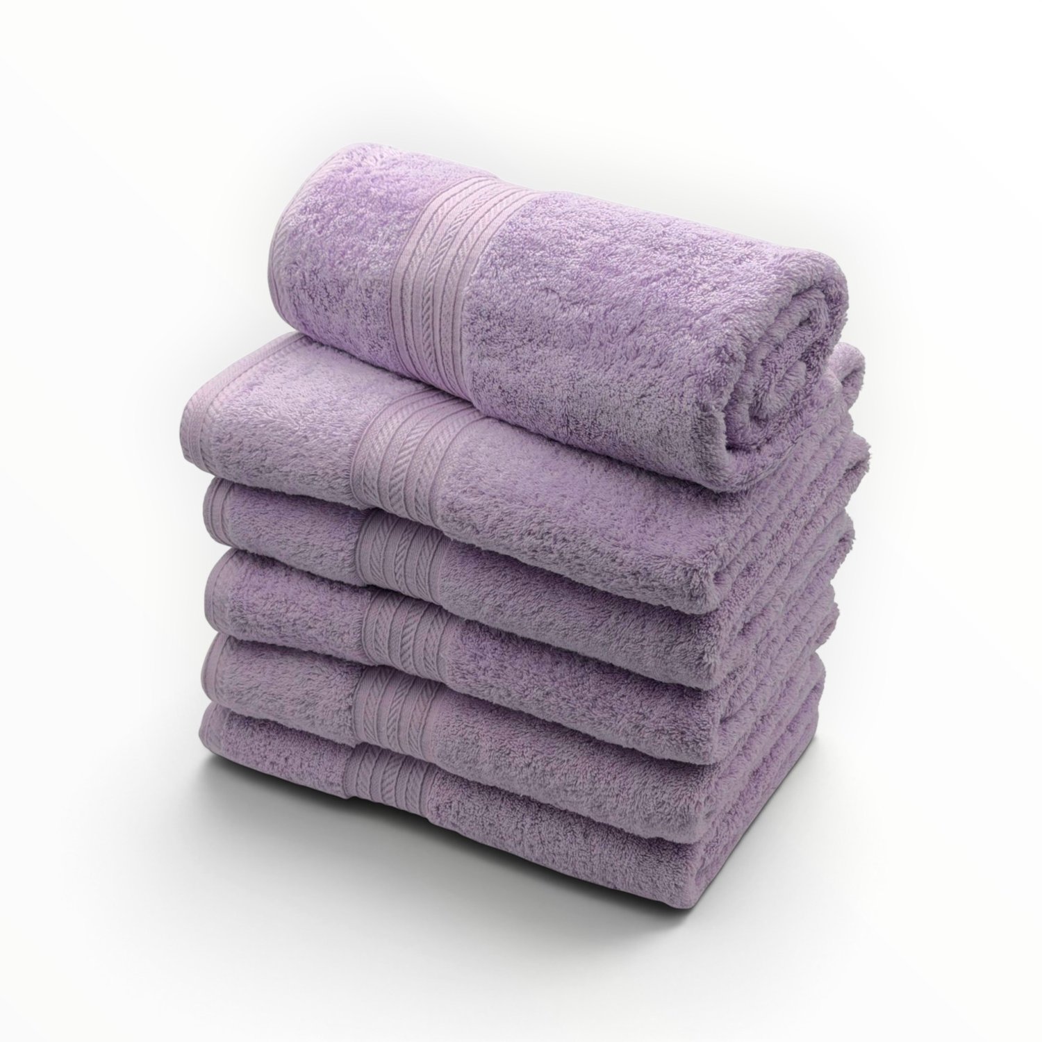 The Linen Room Badhanddoeken – 70 x 140 cm – Set van 6 – 100% Egyptisch Katoen – 600 gram /m2 – Lila