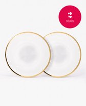 vtwonen - Pastaborden - Set van 2 - Wit/Goud - Porselein - 25,5 cm