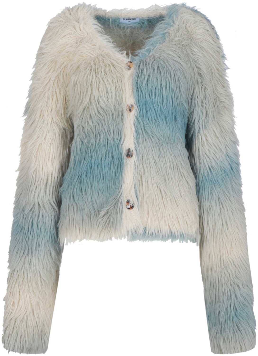 Fluresk Vest Esma Knit Cardigan 26wof11 402736 Wood Ash/azure Green Dames Maat - W40