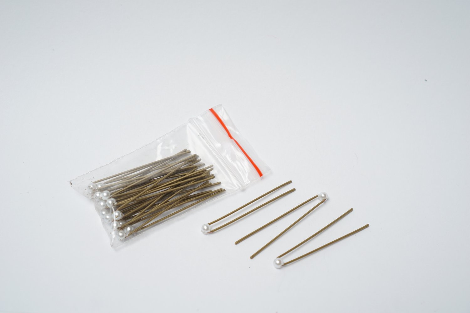 Gouden haarspelden met parel - 4,5 cm - 20 stuks