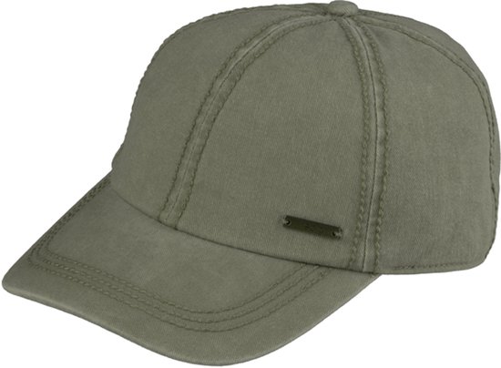 Base ball WinterCap washed 100% Cotton met oorkleppen one size Olijfgroen