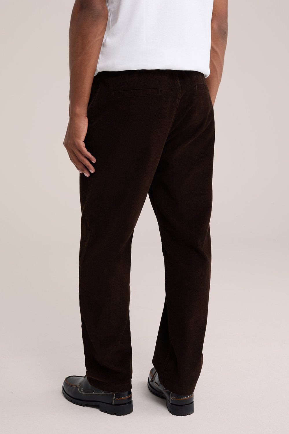 WE Fashion Heren regular fit corduroy broek met elastische tailleband