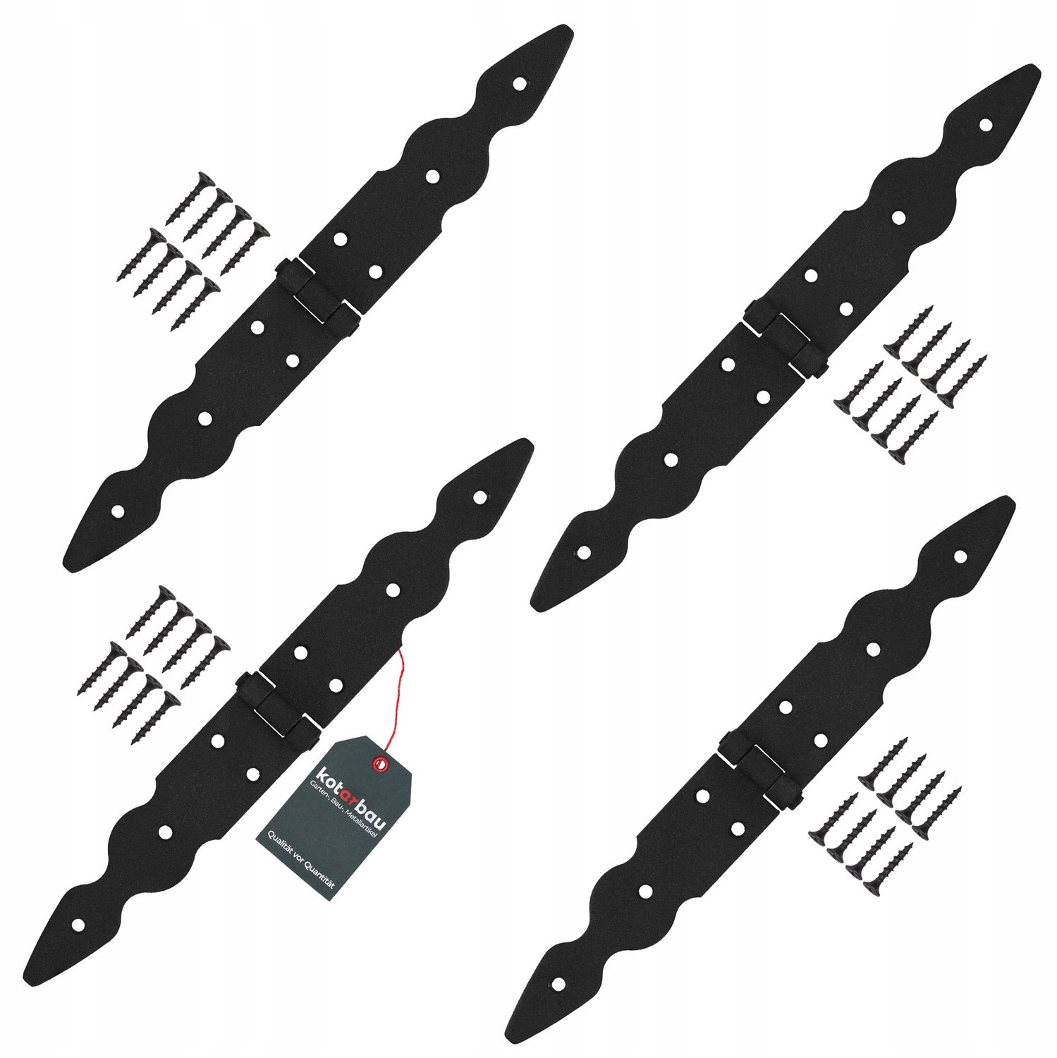 4x Sierband Scharnier voor Luiken, Tuinhuisjes, Deuren - Zwart 150x150x35mm