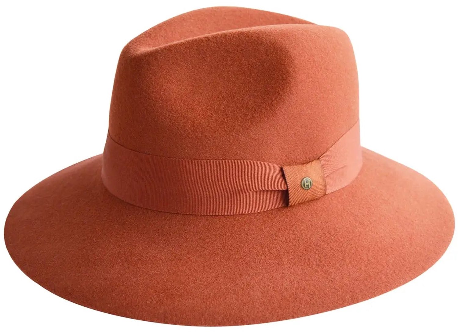 Heather Fedora – Vilten Hoed Dames 100% Wol - Maat: L-XL: 59 cm - Brick