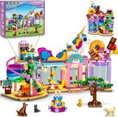 HOGOKIDS Meisjes Dessertwinkel Bouwpakket met LED & Dieren – 672 Delen – Bouw Spleegoed voor Kinderen 6-12+ Jaar
