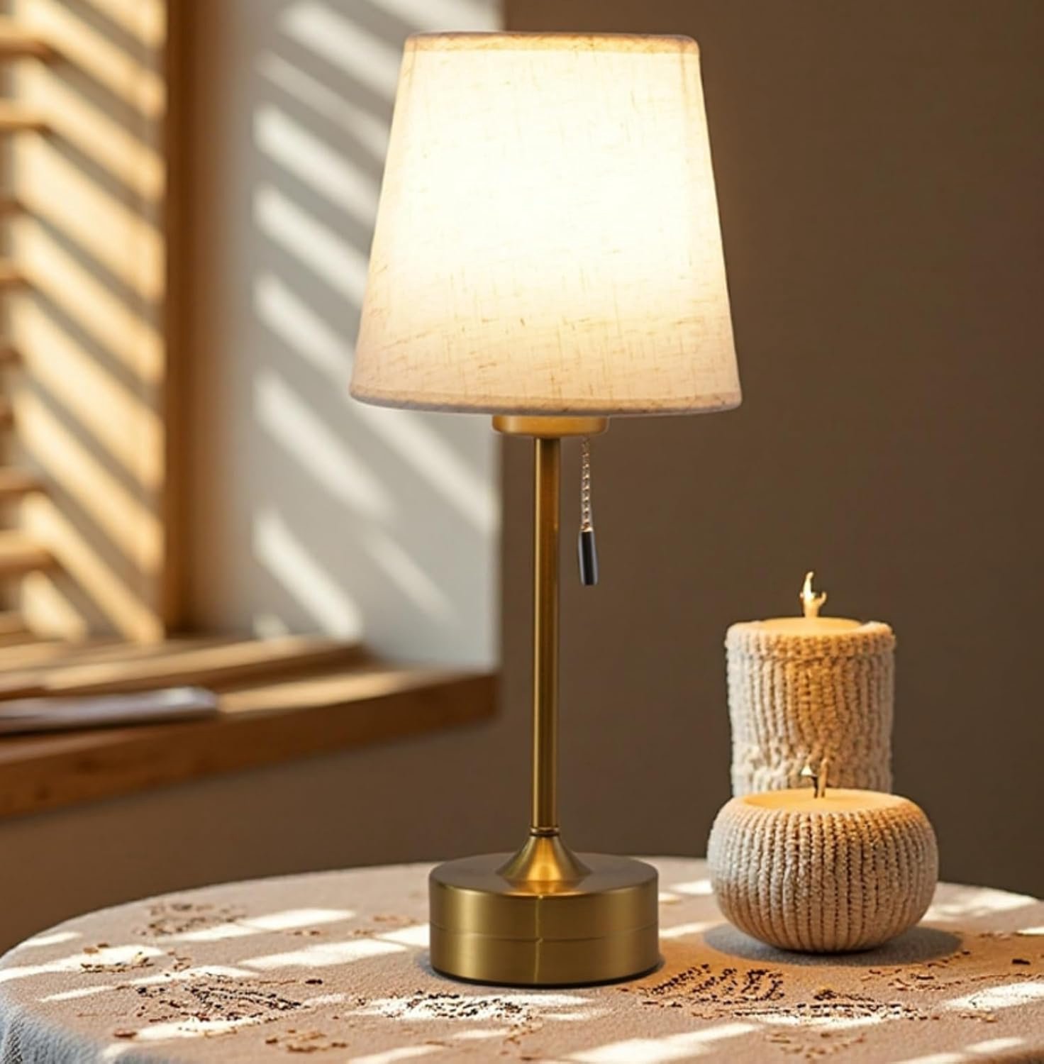 YAGXIG LED-bureaulamp - 3 kleurtemperaturen - Dimbaar - Draagbare bureaulamp met stoffen lampenkap - 4000 mAh - Oplaadbaar - Geschikt voor slaapkamer, kantoor, eetkamer, nachtlampje - Ideaal als cadeau
