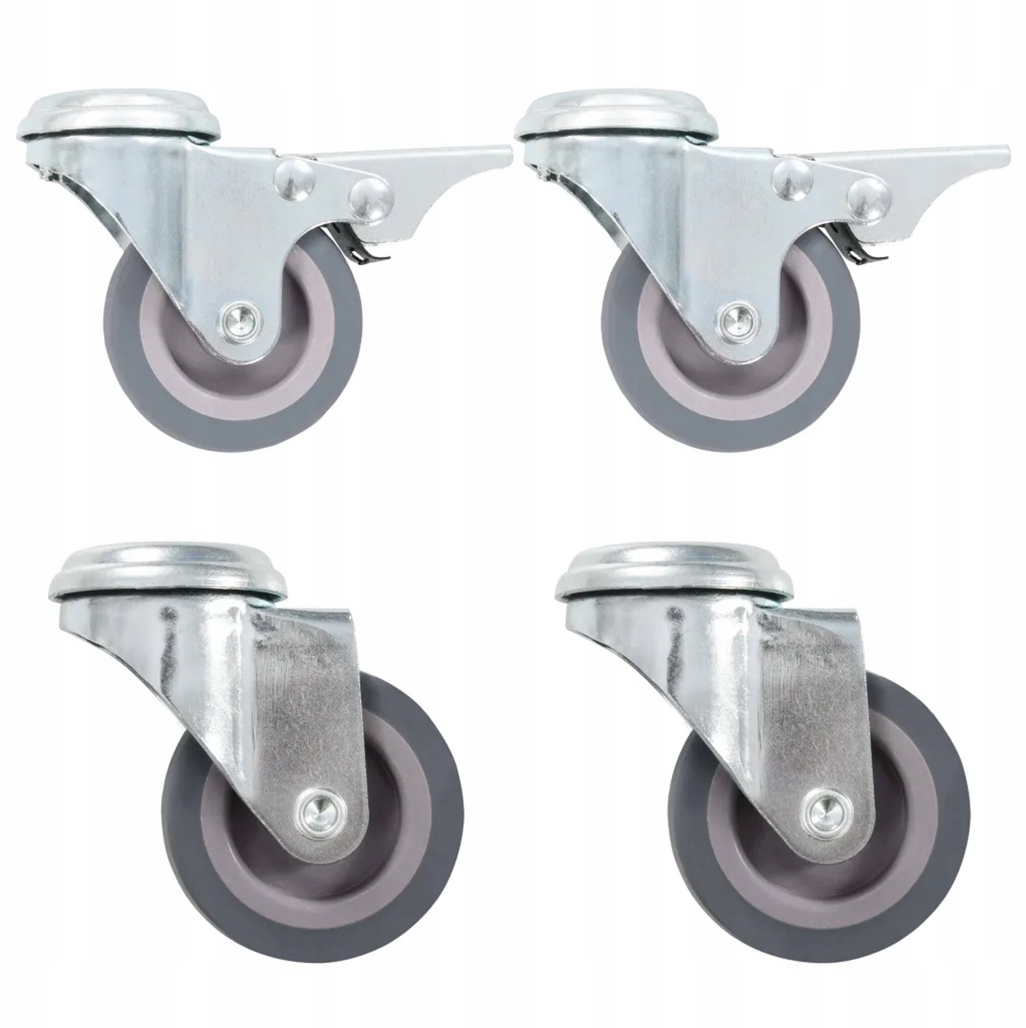 4x Zwenkwielen TPR 50mm Grijs - 35kg Draagvermogen per Wiel