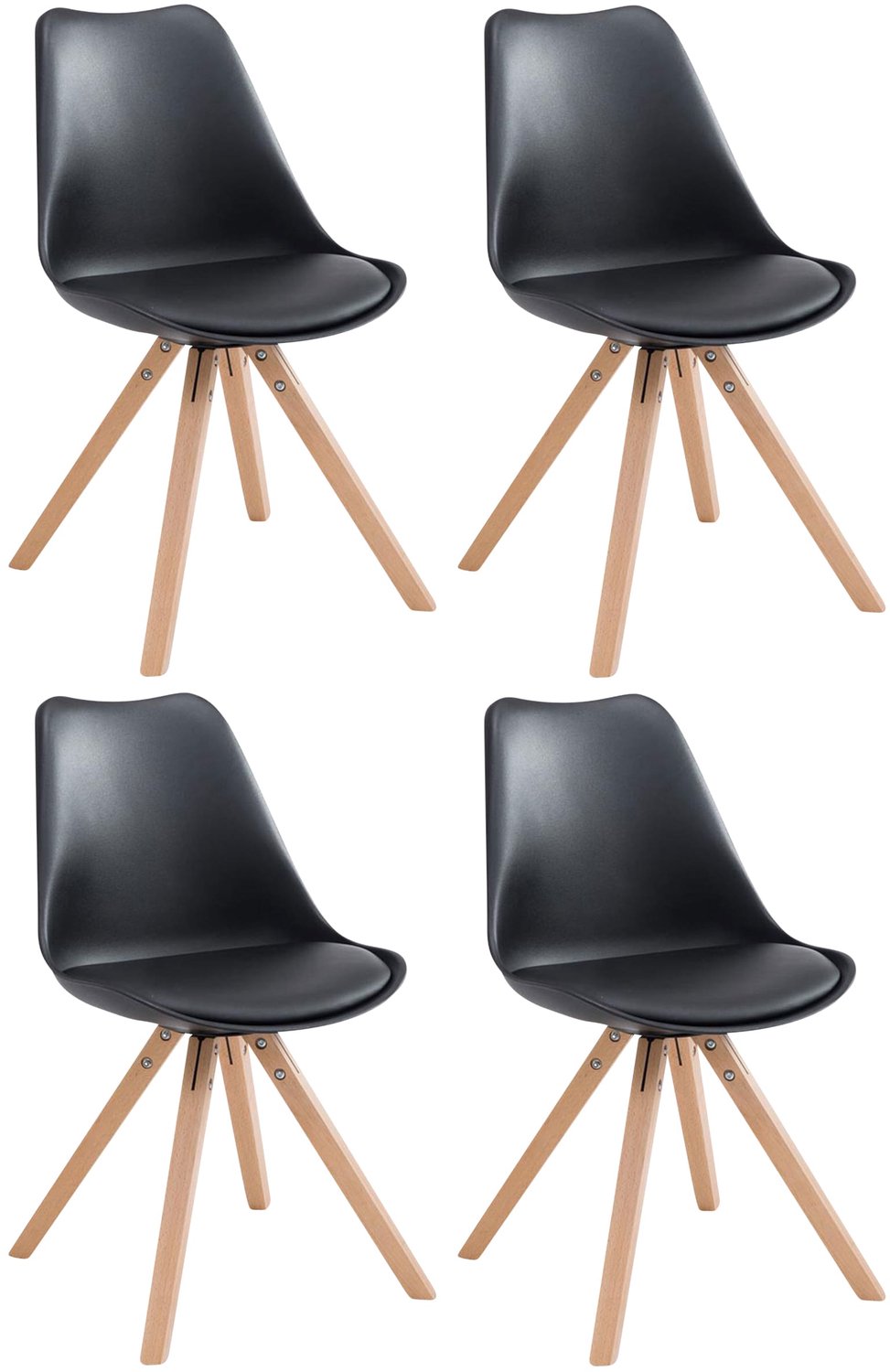 Stoel - Set van 4 - Kunstleer - Zwart