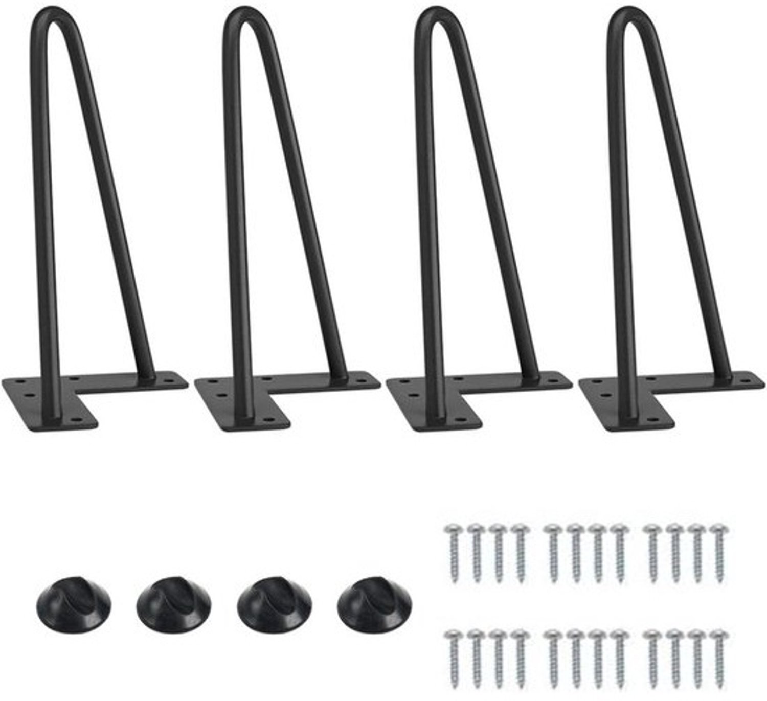 4 zwarte metalen haarspeldtafelpoten - 20 cm - voor tafel en bureau