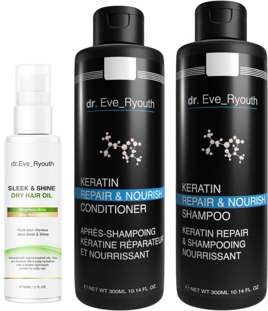 Dr. Eve_Ryouth Keratine Shampoo + Conditioner Haarolie Set 660