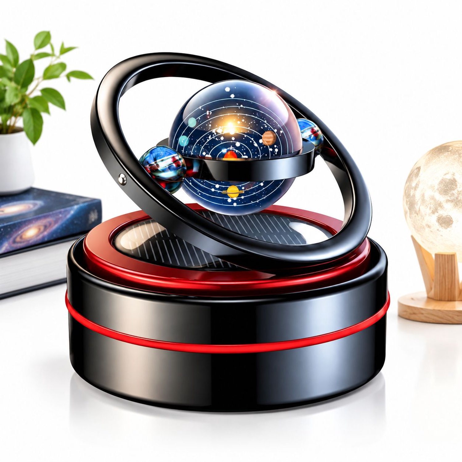VHV - Solar Dashboard Spinner - 4x Geurtabletten Navulling - Zonne-energie Auto Roterende Decoratie Diffuser - Kinetische Auto Decoratie op Zonne-energie met Ruimtethema - Diffuser Aromatherapie - Diffuser